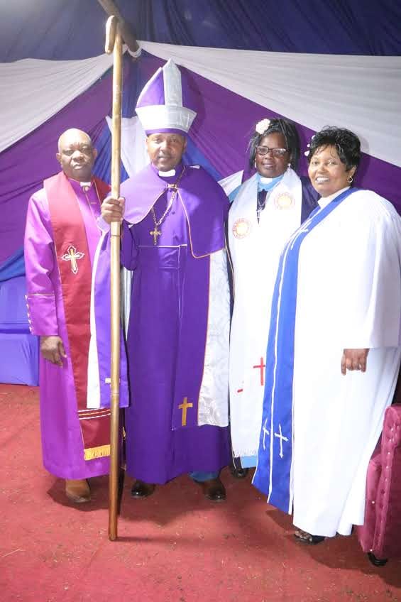 Bishop David Kibali with church leaders at his consecration